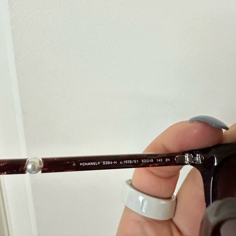 CHANEL Burgundy Acetate Butterfly Pearl Sunglasses 5394-H - Picture 10 of 11
